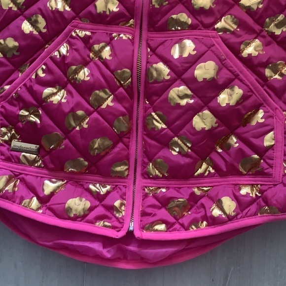 Simply Southern‎ tried & true pink/gold vest elephants print size Small pockets - Picture 8 of 9